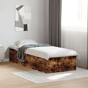 Bed Frame without Mattress Smoked Oak 75x190 cm Small Single Engineered Wood vidaXL Bed Frame without Mattress Smoked Oak 75x190 cm Small Single Engineered Wood vidaXL