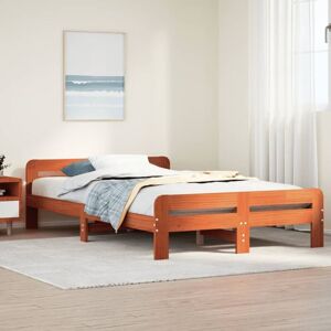Bed Frame without Mattress Wax Brown 135x190 cm Double Solid Wood Pine vidaXL Bed Frame without Mattress Wax Brown 135x190 cm Double Solid Wood Pine vidaXL