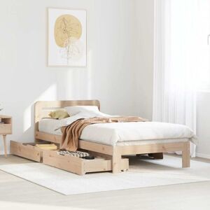 vidaXL Bed Frame without Mattress 90x200 cm Solid Wood Pine - Bed Frame vidaXL Bed Frame without Mattress 90x200 cm Solid Wood Pine - Bed Frame