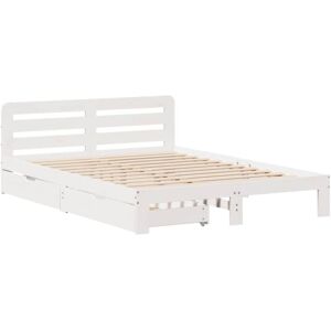vidaXL Bed Frame with Storage Drawers - 140x190 cm White Solid Wood vidaXL Bed Frame with Storage Drawers - 140x190 cm White Solid Wood