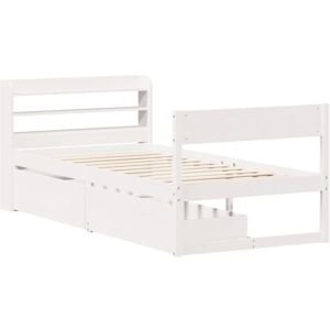 Bed Frame without Mattress White 100x200 cm Solid Wood Pine vidaXL Bed Frame without Mattress White 100x200 cm Solid Wood Pine vidaXL
