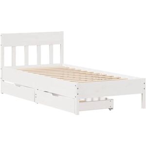 vidaXL Bed Frame White 75x190cm - Solid Wood Pine - Support & Storage vidaXL Bed Frame White 75x190cm - Solid Wood Pine - Support & Storage