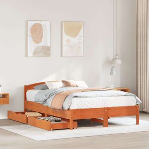 Bed Frame without Mattress Wax Brown 150x200 cm King Size Solid Wood Pine vidaXL Bed Frame without Mattress Wax Brown 150x200 cm King Size Solid Wood Pine vidaXL