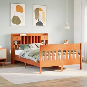 Bed Frame without Mattress Wax Brown 140x190 cm Solid Wood Pine Vidaxl Bed Frame without Mattress Wax Brown 140x190 cm Solid Wood Pine Vidaxl
