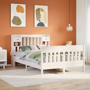 vidaXL Bed Frame White 160x200 cm Solid Wood Pine - Stable & Storage vidaXL Bed Frame White 160x200 cm Solid Wood Pine - Stable & Storage