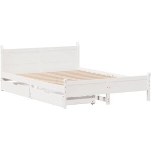vidaXL Bed Frame White - 140x190 cm Solid Wood Pine - Bed Frame vidaXL Bed Frame White - 140x190 cm Solid Wood Pine - Bed Frame