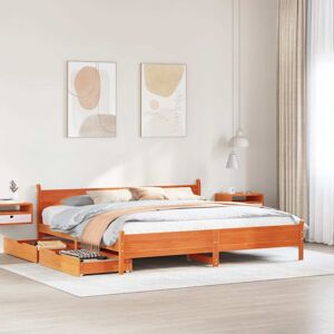 Bed Frame without Mattress Wax Brown 180x200 cm Super King Solid Wood Pine vidaXL Bed Frame without Mattress Wax Brown 180x200 cm Super King Solid Wood Pine vidaXL
