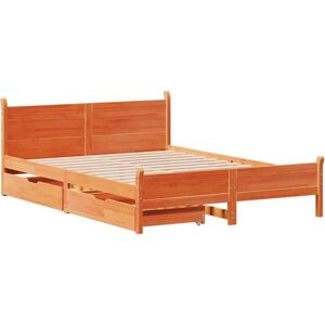 Bed Frame without Mattress Wax Brown 140x200 cm Solid Wood Pine vidaXL Bed Frame without Mattress Wax Brown 140x200 cm Solid Wood Pine vidaXL