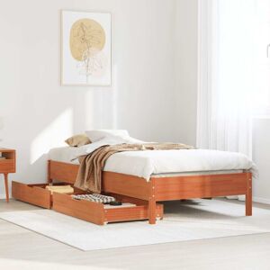 Bed Frame without Mattress Wax Brown 90x190 cm Single Solid Wood Pine vidaXL Bed Frame without Mattress Wax Brown 90x190 cm Single Solid Wood Pine vidaXL