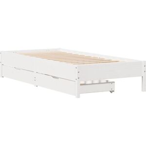 vidaXL Bed Frame without Mattress White 90x200 cm Solid Wood Pine - Bed Frame vidaXL Bed Frame without Mattress White 90x200 cm Solid Wood Pine - Bed Frame