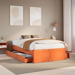 Bed Frame without Mattress with Drawers Wax Brown 135x190 cm Double Solid Wood Pine Vidaxl Bed Frame without Mattress with Drawers Wax Brown 135x190 cm Double Solid Wood Pine Vidaxl