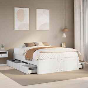 Bed Frame without Mattress with Drawers White 160x200 cm Solid Wood Pine Vidaxl Bed Frame without Mattress with Drawers White 160x200 cm Solid Wood Pine Vidaxl