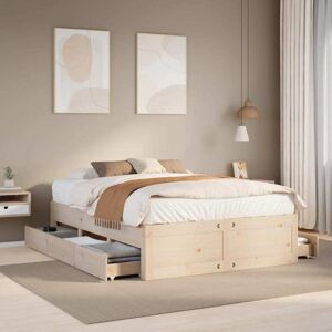 Bed Frame without Mattress with Drawers 150x200 cm King Size Solid Wood Pine Vidaxl Bed Frame without Mattress with Drawers 150x200 cm King Size Solid Wood Pine Vidaxl