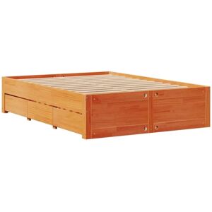 Bed Frame without Mattress with Drawers Wax Brown 140x200 cm Solid Wood Pine Vidaxl Bed Frame without Mattress with Drawers Wax Brown 140x200 cm Solid Wood Pine Vidaxl