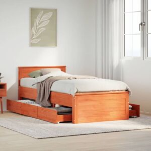 Vidaxl - Bed Frame without Mattress with Headboard Wax Brown 90x200 cm Solid Wood Pine Vidaxl - Bed Frame without Mattress with Headboard Wax Brown 90x200 cm Solid Wood Pine