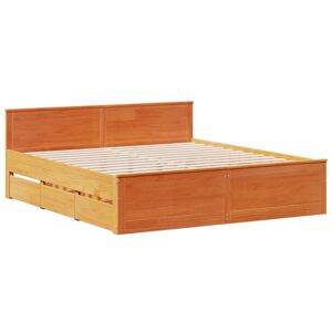 Bed Frame without Mattress with Headboard Wax Brown 180x200 cm Super King Solid Wood Pine Vidaxl Bed Frame without Mattress with Headboard Wax Brown 180x200 cm Super King Solid Wood Pine Vidaxl