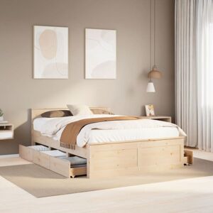 Bed Frame without Mattress with Headboard 140x200 cm Solid Wood Pine Vidaxl Bed Frame without Mattress with Headboard 140x200 cm Solid Wood Pine Vidaxl