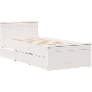 Vidaxl - Bed Frame without Mattress with Headboard White 75x190 cm Small Single Solid Wood Pine Vidaxl - Bed Frame without Mattress with Headboard White 75x190 cm Small Single Solid Wood Pine