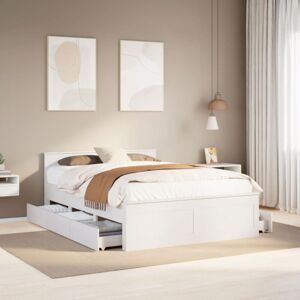 Bed Frame without Mattress with Headboard White 150x200 cm King Size Solid Wood Pine Vidaxl Bed Frame without Mattress with Headboard White 150x200 cm King Size Solid Wood Pine Vidaxl
