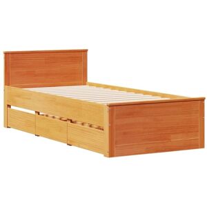 Vidaxl - Bed Frame without Mattress with Headboard Wax Brown 100x200 cm Solid Wood Pine Vidaxl - Bed Frame without Mattress with Headboard Wax Brown 100x200 cm Solid Wood Pine