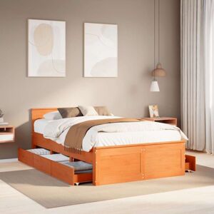Bed Frame without Mattress with Headboard Wax Brown 135x190 cm Double Solid Wood Pine Vidaxl Bed Frame without Mattress with Headboard Wax Brown 135x190 cm Double Solid Wood Pine Vidaxl
