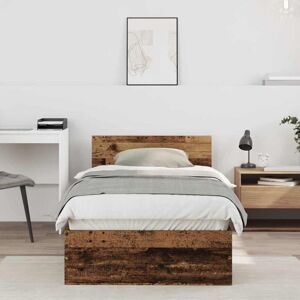 Bed Frame with Headboard Old wood 90 x 190 cm Engineered Wood Vidaxl Bed Frame with Headboard Old wood 90 x 190 cm Engineered Wood Vidaxl