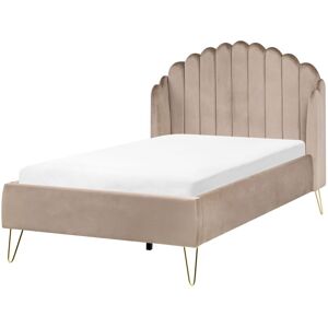 BELIANI Bed Velvet AMBILLOU 120 x 200 cm (EU Small Double) Taupe BELIANI Bed Velvet AMBILLOU 120 x 200 cm (EU Small Double) Taupe