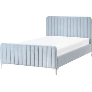 BELIANI Bed Velvet LUNAN 120 x 200 cm (EU Small Double) Light Blue BELIANI Bed Velvet LUNAN 120 x 200 cm (EU Small Double) Light Blue