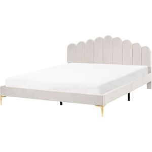 BELIANI Bed Velvet SAUVIAN 180 x 200 cm (EU Super King) Off-White BELIANI Bed Velvet SAUVIAN 180 x 200 cm (EU Super King) Off-White
