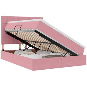 Bed with Mattress with Headboard Pink 140 x 190 cm Velvet vidaXL Bed with Mattress with Headboard Pink 140 x 190 cm Velvet vidaXL