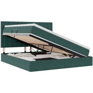 Bed with Mattress with Headboard Dark Green 160 x 200 cm Velvet vidaXL Bed with Mattress with Headboard Dark Green 160 x 200 cm Velvet vidaXL