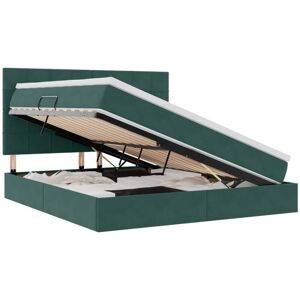 Bed with Mattress with Headboard Dark Green 160 x 200 cm Velvet vidaXL Bed with Mattress with Headboard Dark Green 160 x 200 cm Velvet vidaXL