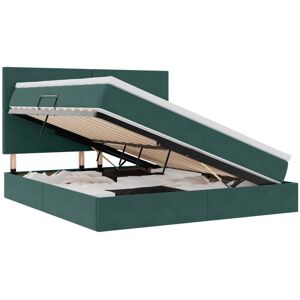 Bed with Mattress with Headboard Dark Green 160 x 200 cm Velvet vidaXL Bed with Mattress with Headboard Dark Green 160 x 200 cm Velvet vidaXL