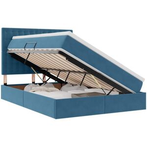 Bed with Mattress with Headboard Dark Blue 140 x 200 cm Velvet vidaXL Bed with Mattress with Headboard Dark Blue 140 x 200 cm Velvet vidaXL