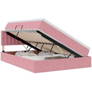 Bed with Mattress with Headboard Pink 140 x 190 cm Velvet vidaXL Bed with Mattress with Headboard Pink 140 x 190 cm Velvet vidaXL