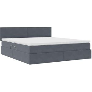Bed with Mattress with Headboard Dark Grey 160 x 200 cm Velvet vidaXL Bed with Mattress with Headboard Dark Grey 160 x 200 cm Velvet vidaXL