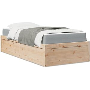 vidaXL Bed with Mattress 90x190 cm - Bed with Mattress, Solid Wood Pine, Brown vidaXL Bed with Mattress 90x190 cm - Bed with Mattress, Solid Wood Pine, Brown