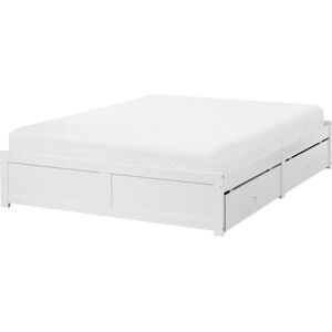 BELIANI Bed with Storage Drawers without Headboard BRUX 140 x 200 cm (EU Double) White BELIANI Bed with Storage Drawers without Headboard BRUX 140 x 200 cm (EU Double) White
