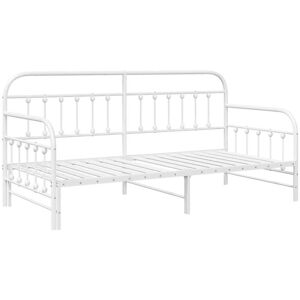 Daybed Frame with Headboard White 100 x 190 cm Steel Vidaxl Daybed Frame with Headboard White 100 x 190 cm Steel Vidaxl