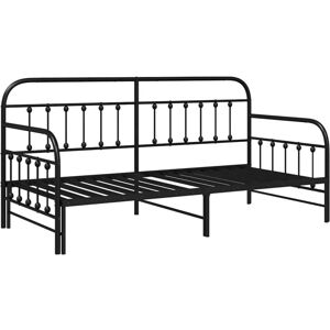 Daybed Frame with Headboard Black 100 x 190 cm Steel vidaXL Daybed Frame with Headboard Black 100 x 190 cm Steel vidaXL