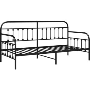Daybed Frame with Headboard Black 100 x 190 cm Steel Vidaxl Daybed Frame with Headboard Black 100 x 190 cm Steel Vidaxl