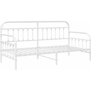 Daybed Frame with Headboard White 90 x 190 cm Steel Vidaxl Daybed Frame with Headboard White 90 x 190 cm Steel Vidaxl