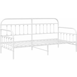 Daybed Frame with Headboard White 107 x 203 cm Steel Vidaxl Daybed Frame with Headboard White 107 x 203 cm Steel Vidaxl