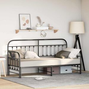 Daybed Frame with Headboard Black 75 x 190 cm Steel Vidaxl Daybed Frame with Headboard Black 75 x 190 cm Steel Vidaxl