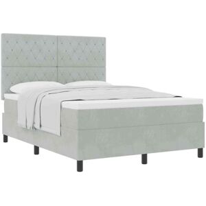 Vidaxl - Box Spring Bed with Mattress Light grey 140 x 200 cm Velvet Vidaxl - Box Spring Bed with Mattress Light grey 140 x 200 cm Velvet