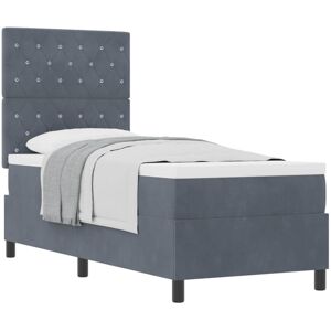 Box Spring Bed with Mattress Dark grey 80 x 200 cm Velvet Vidaxl Box Spring Bed with Mattress Dark grey 80 x 200 cm Velvet Vidaxl