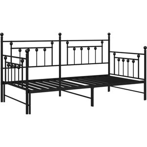 Daybed Frame with Headboard Black 100 x 190 cm Steel Vidaxl Daybed Frame with Headboard Black 100 x 190 cm Steel Vidaxl