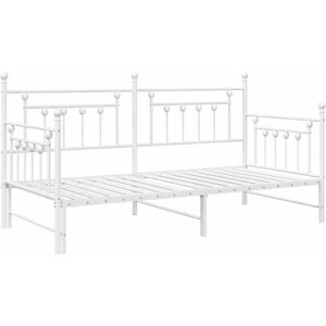 Daybed Frame with Headboard White 107 x 203 cm Steel Vidaxl Daybed Frame with Headboard White 107 x 203 cm Steel Vidaxl