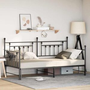 Daybed Frame with Headboard Black 90 x 190 cm Steel Vidaxl Daybed Frame with Headboard Black 90 x 190 cm Steel Vidaxl