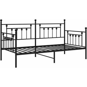 Daybed Frame with Headboard Black 100 x 190 cm Steel Vidaxl Daybed Frame with Headboard Black 100 x 190 cm Steel Vidaxl